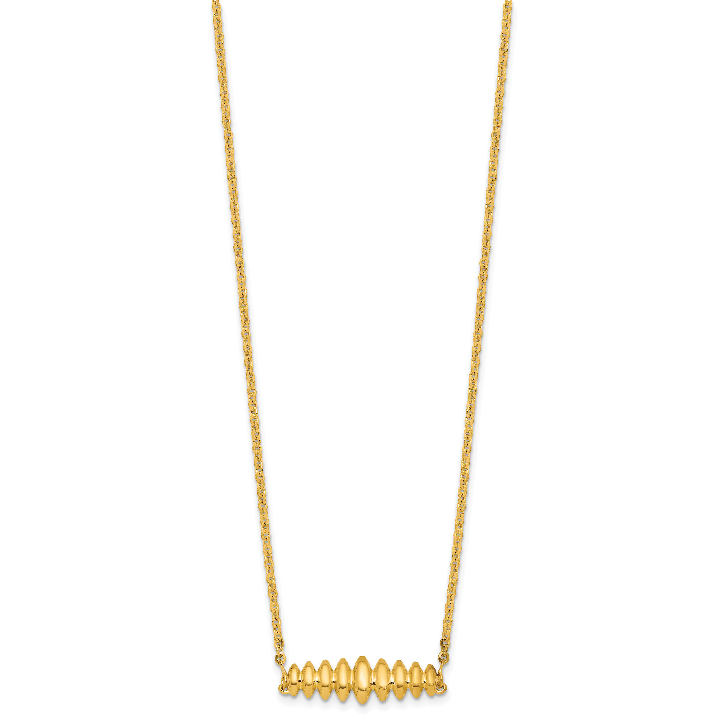 14K Polished Grooved Bar w/1in ext. Necklace Secondary image