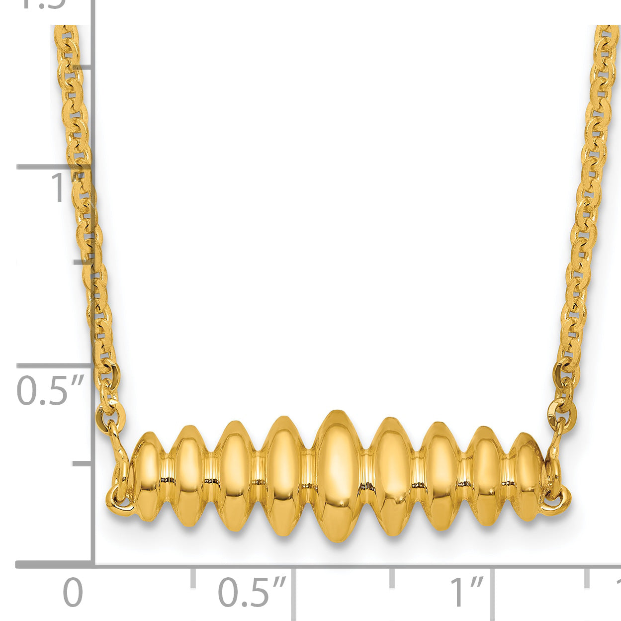 14K Polished Grooved Bar w/1in ext. Necklace