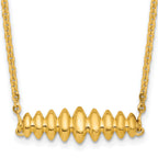 14K Polished Grooved Bar w/1in ext. Necklace
