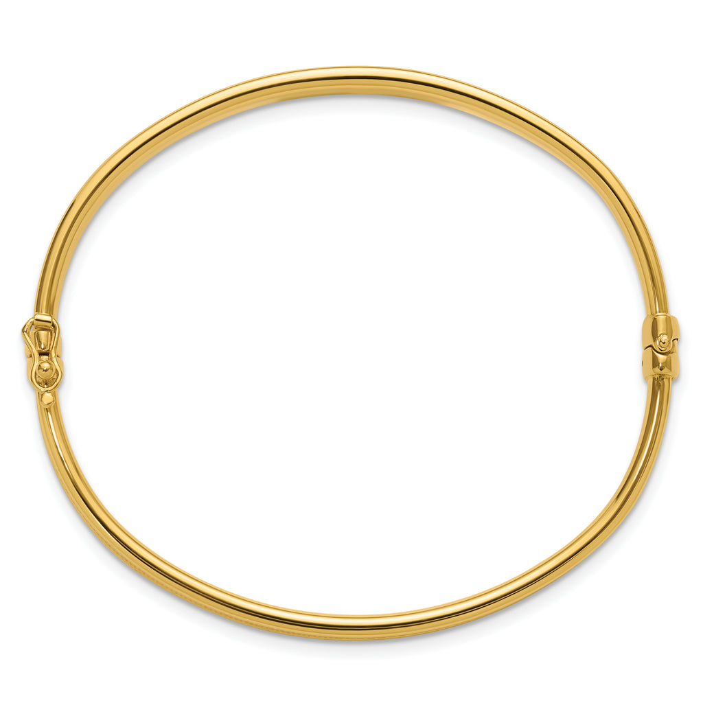 14K Polished and Textured Hinged Bangle