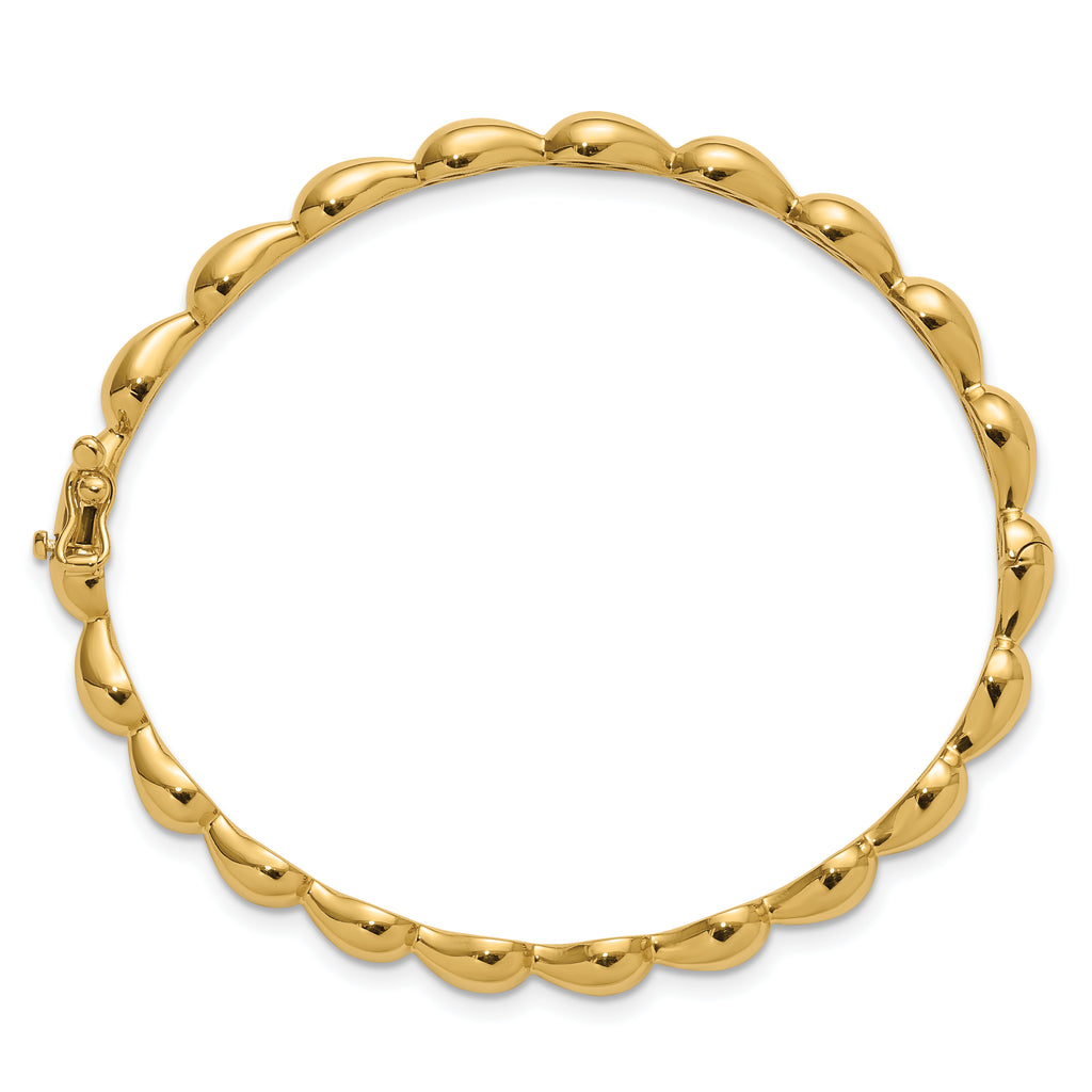 14K Polished Fancy Hinged Bangle