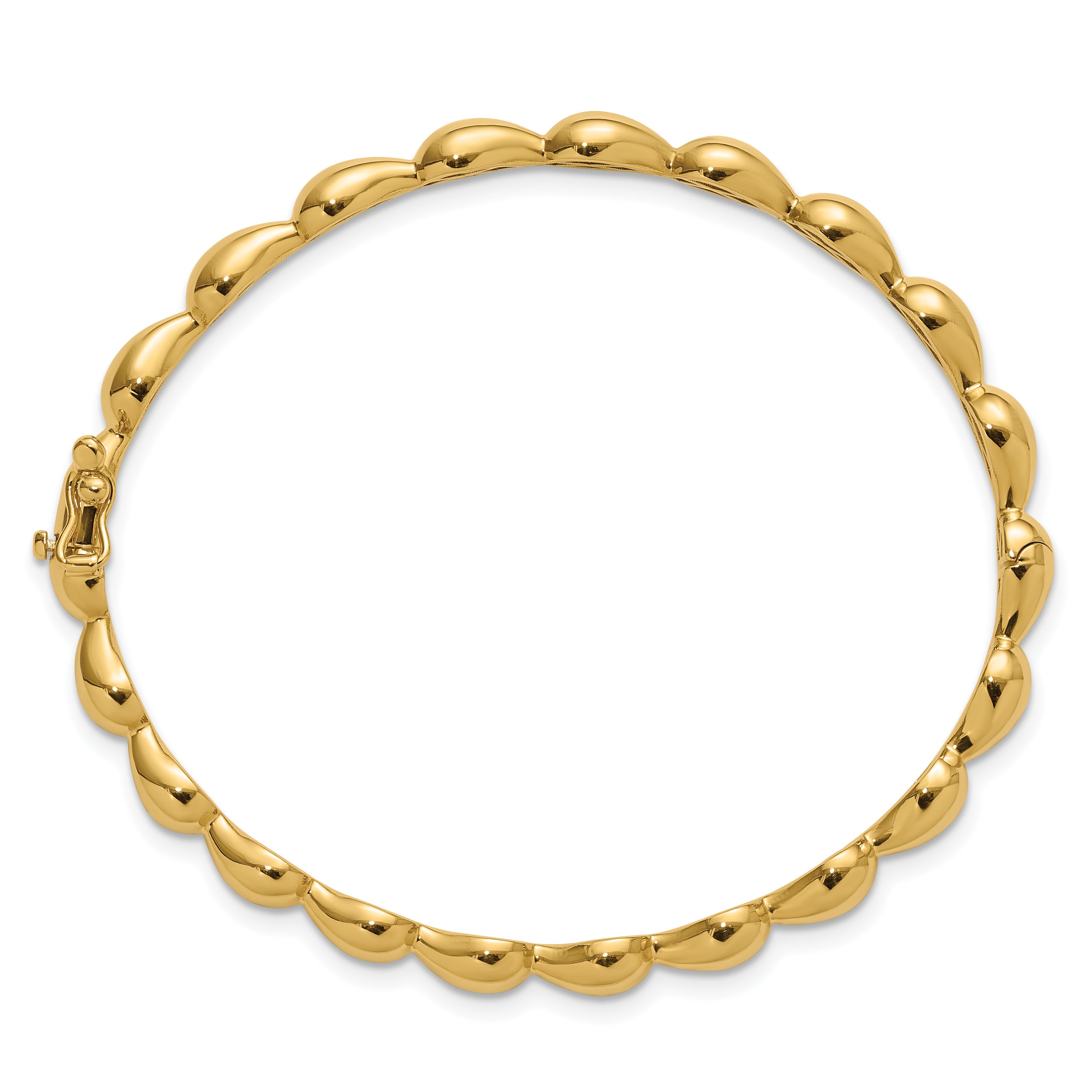 14K Polished Fancy Hinged Bangle