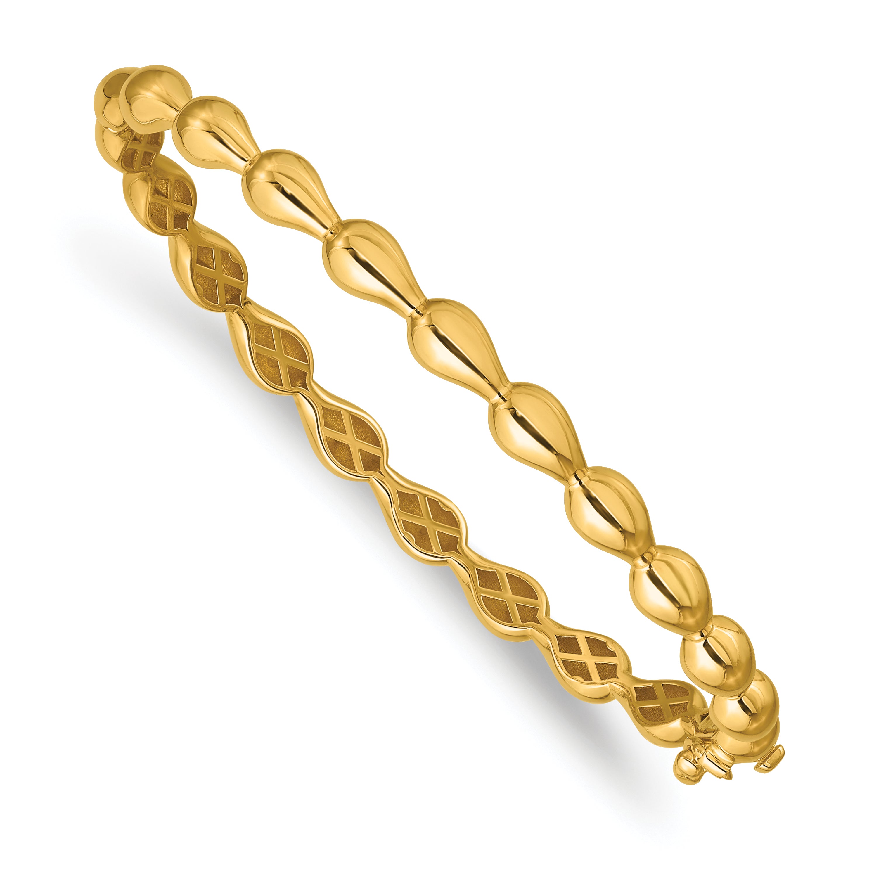 14K Polished Fancy Hinged Bangle