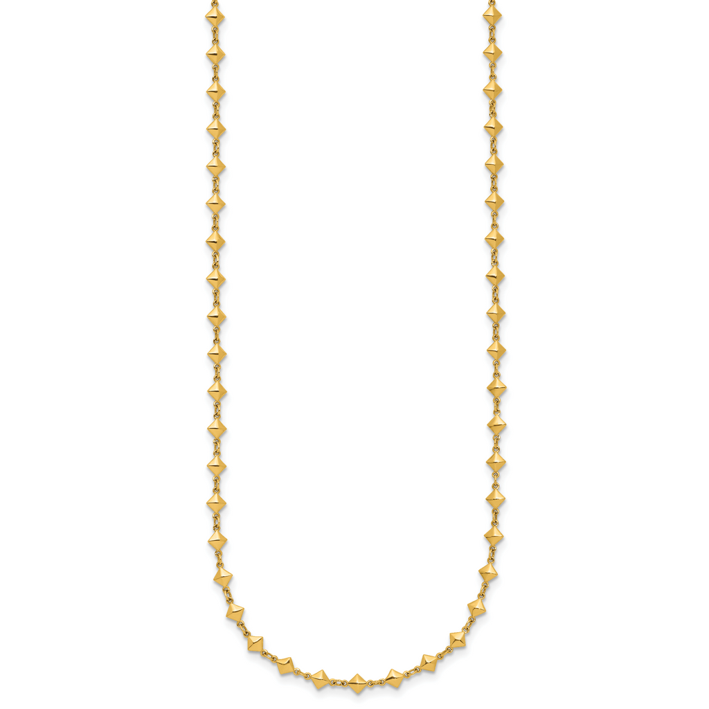 14K Polished Geometric Fancy with 2 in ext. Necklace