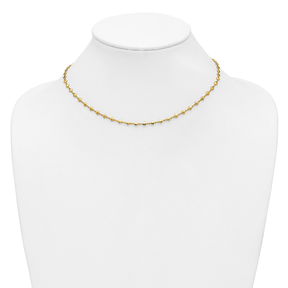 14K Polished Geometric Fancy with 2 in ext. Necklace