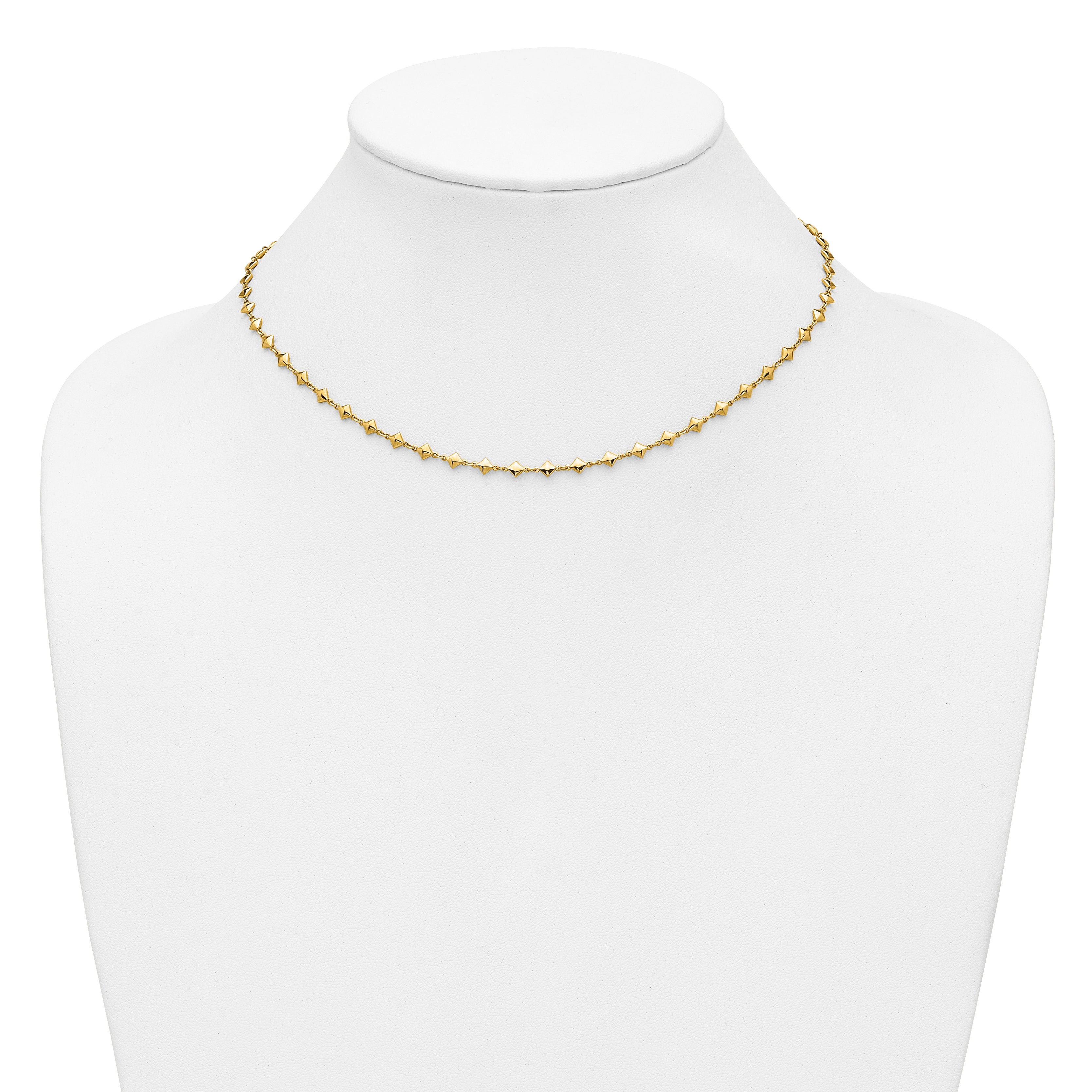 14K Polished Geometric Fancy with 2 in ext. Necklace