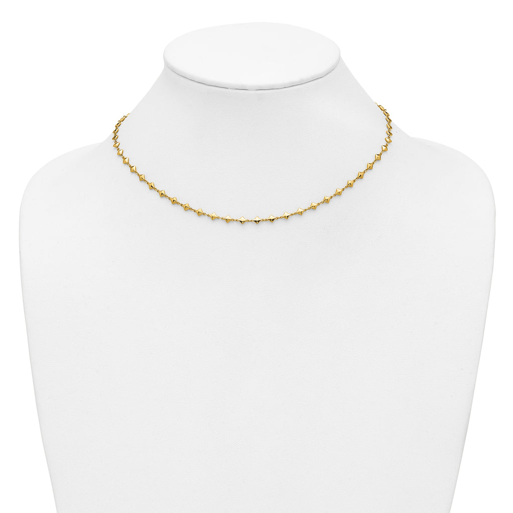 14K Polished Geometric Fancy with 2 in ext. Necklace