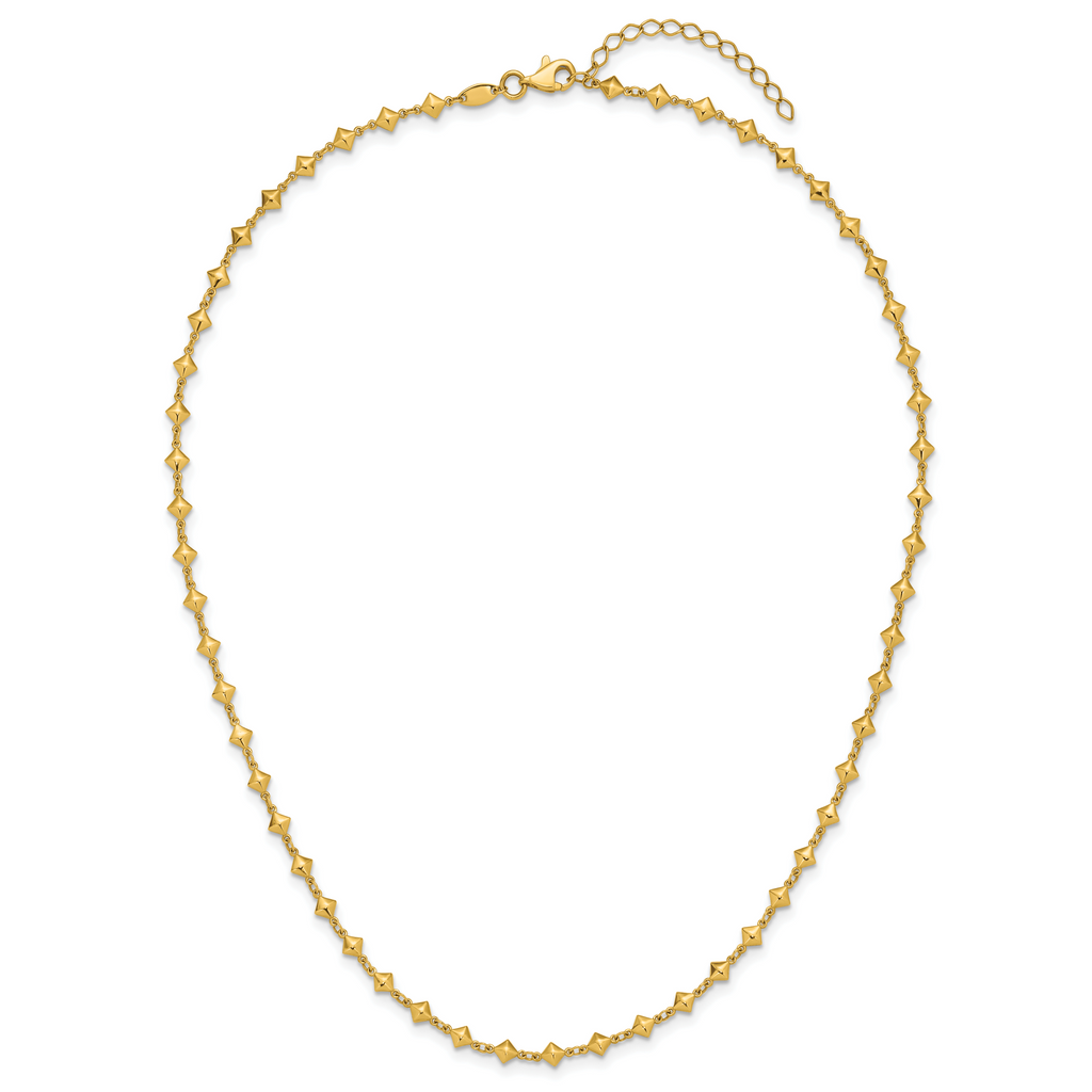 14K Polished Geometric Fancy with 2 in ext. Necklace