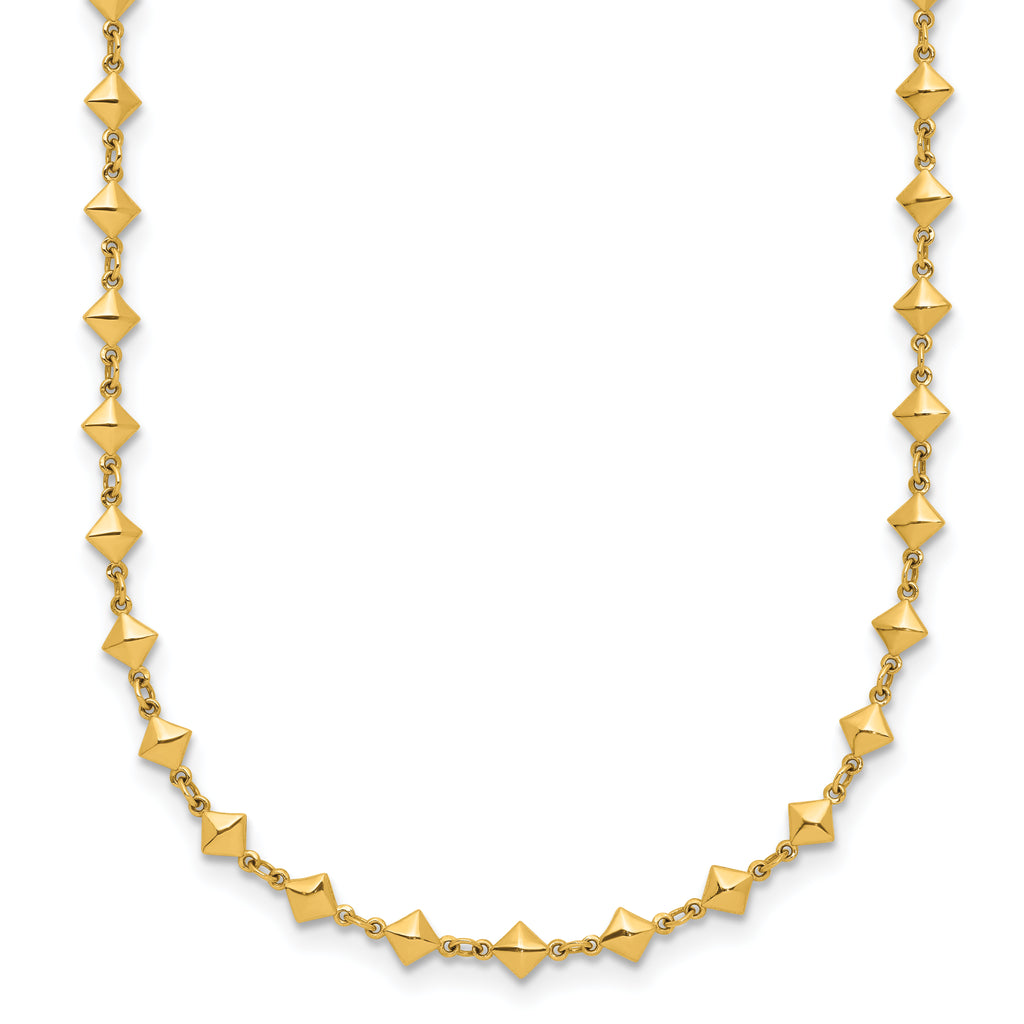 14K Polished Geometric Fancy with 2 in ext. Necklace
