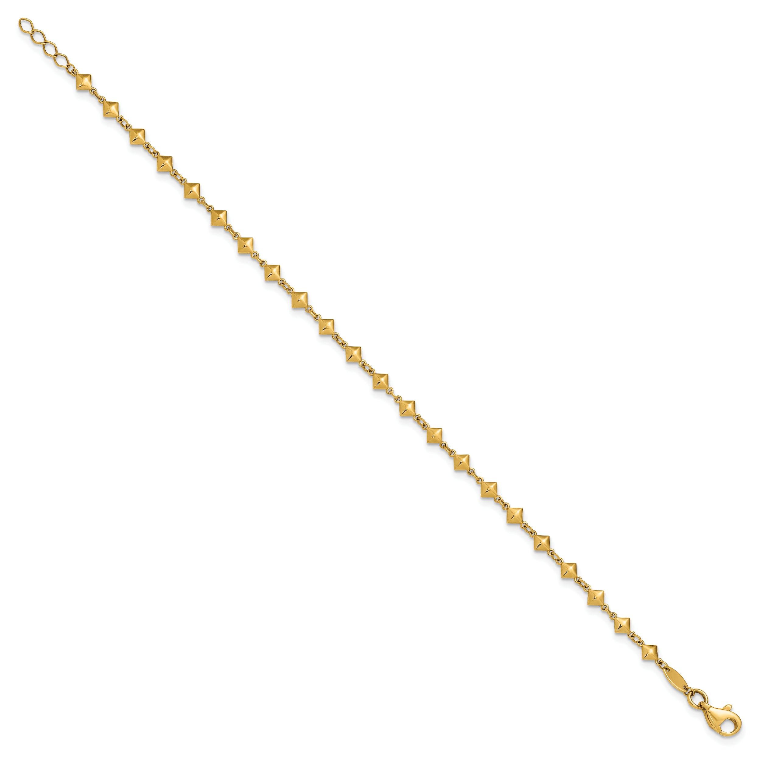 14K Polished Geometric Fancy with .5 in ext. Bracelet