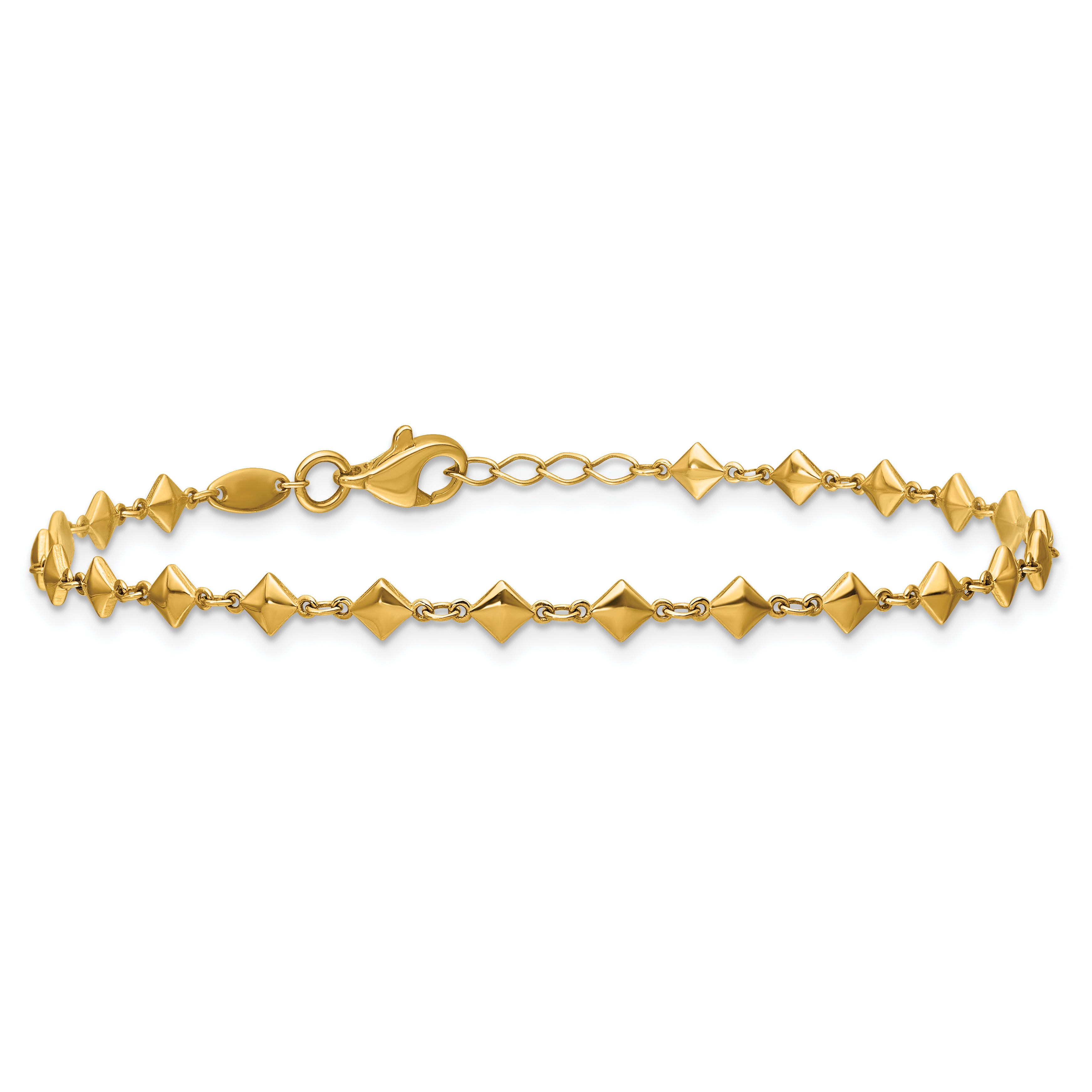 14K Polished Geometric Fancy with .5 in ext. Bracelet