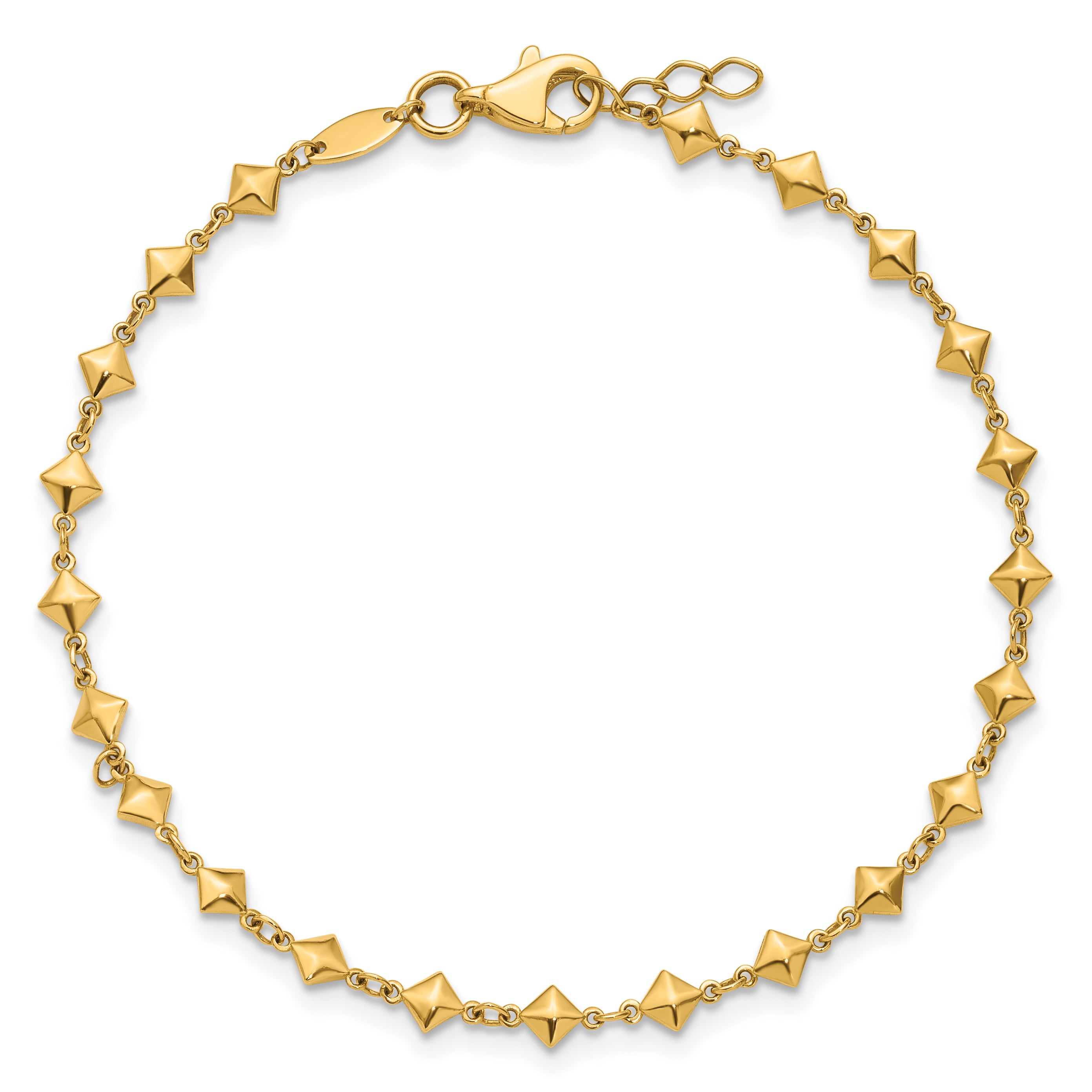 14K Polished Geometric Fancy with .5 in ext. Bracelet