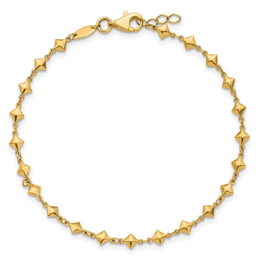 14K Polished Geometric Fancy with .5 in ext. Bracelet