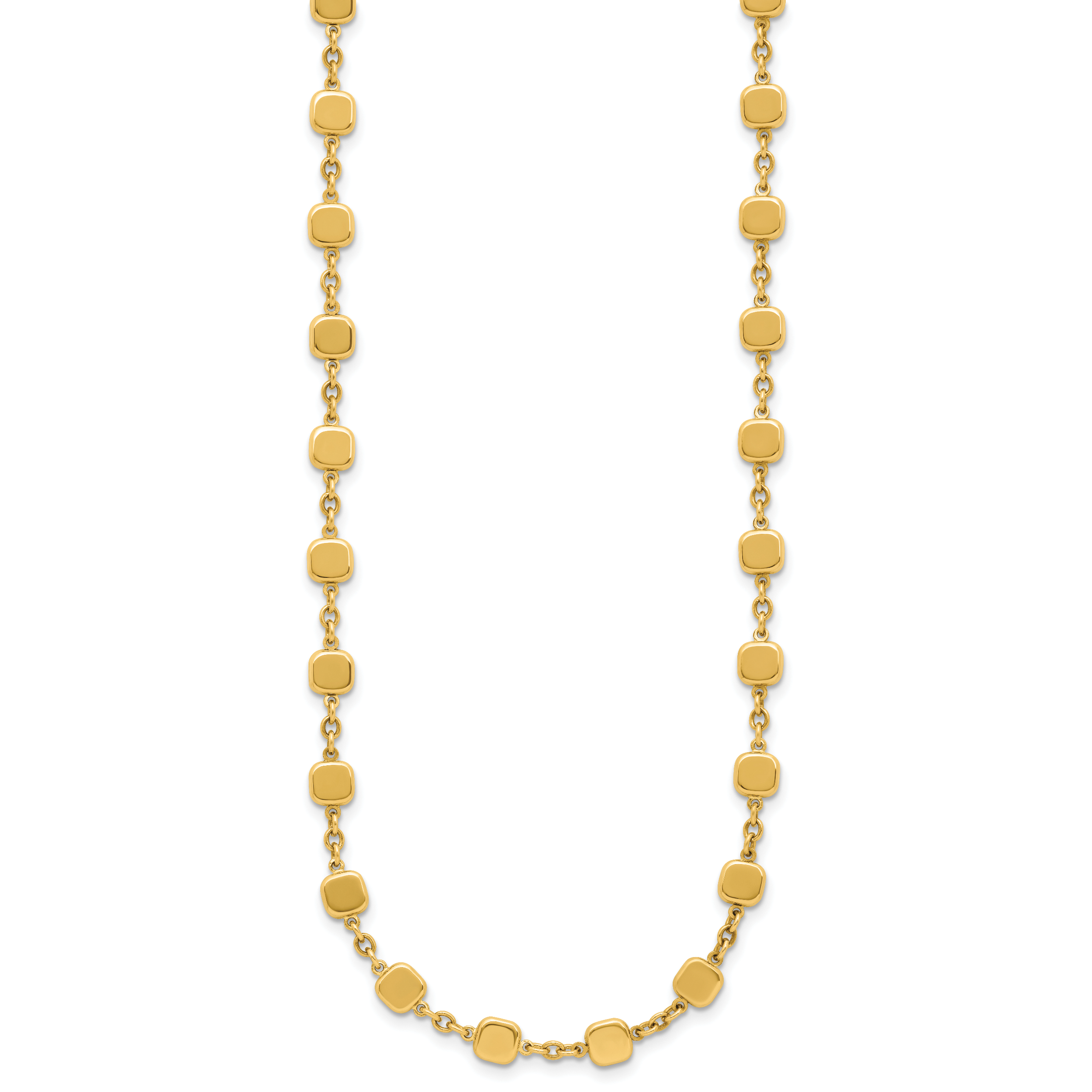 14K Polished Geometric Square with 2 in ext. Necklace