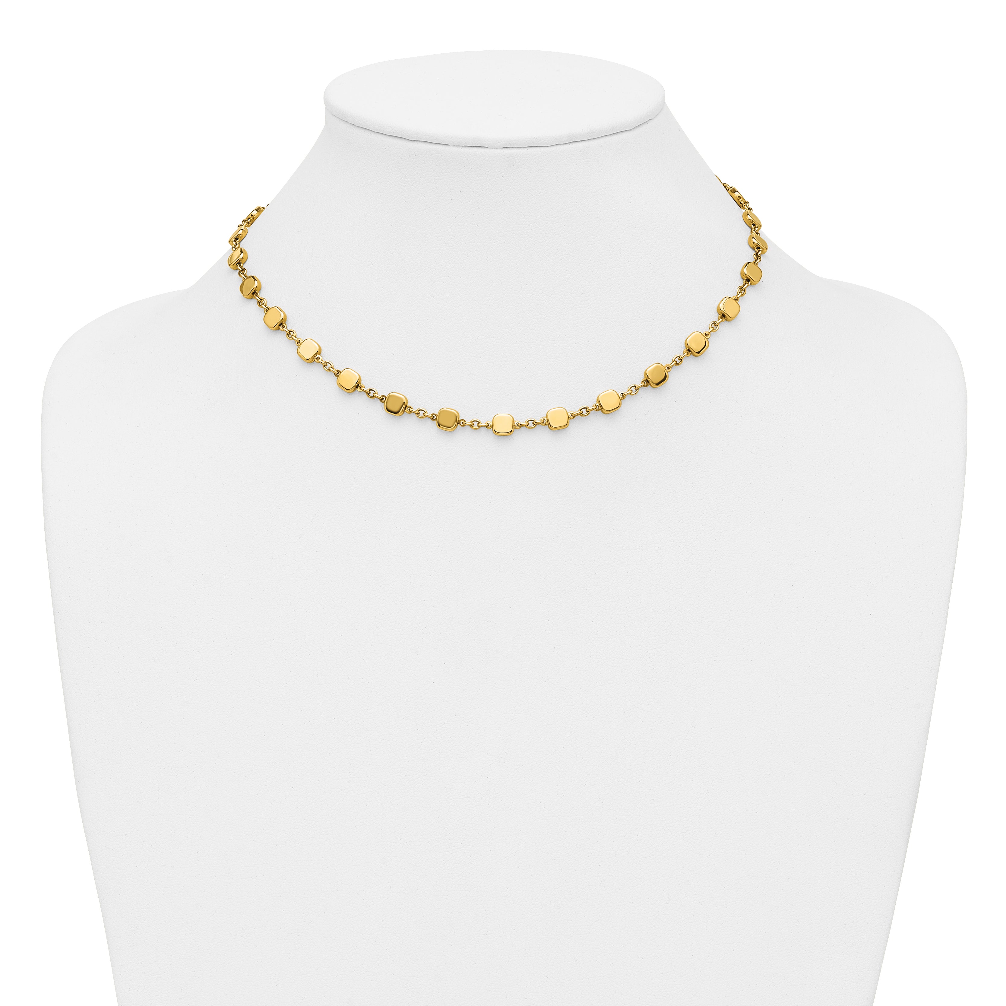 14K Polished Geometric Square with 2 in ext. Necklace