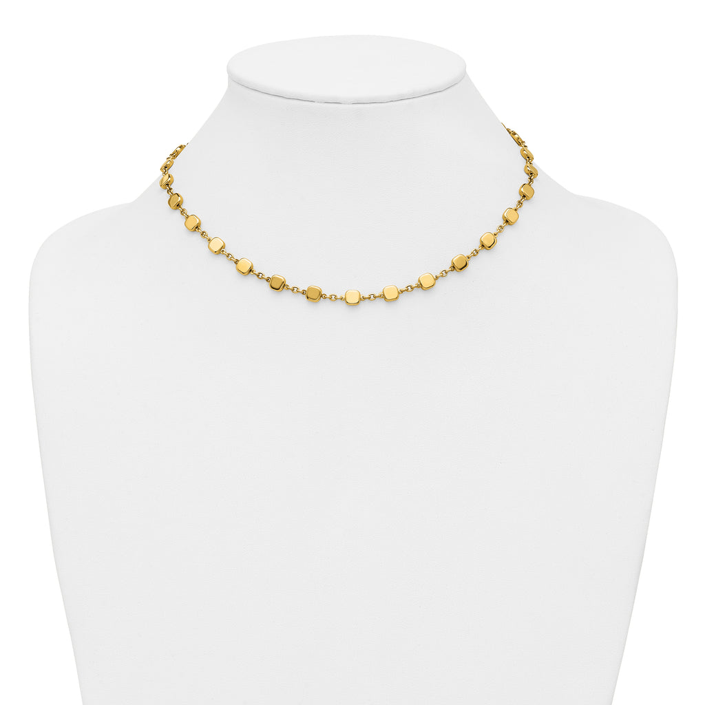 14K Polished Geometric Square with 2 in ext. Necklace