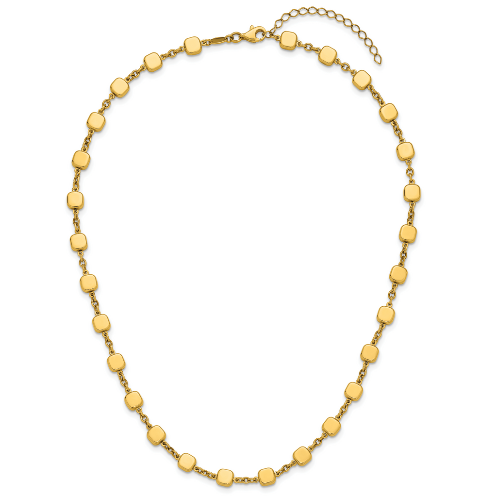 14K Polished Geometric Square with 2 in ext. Necklace