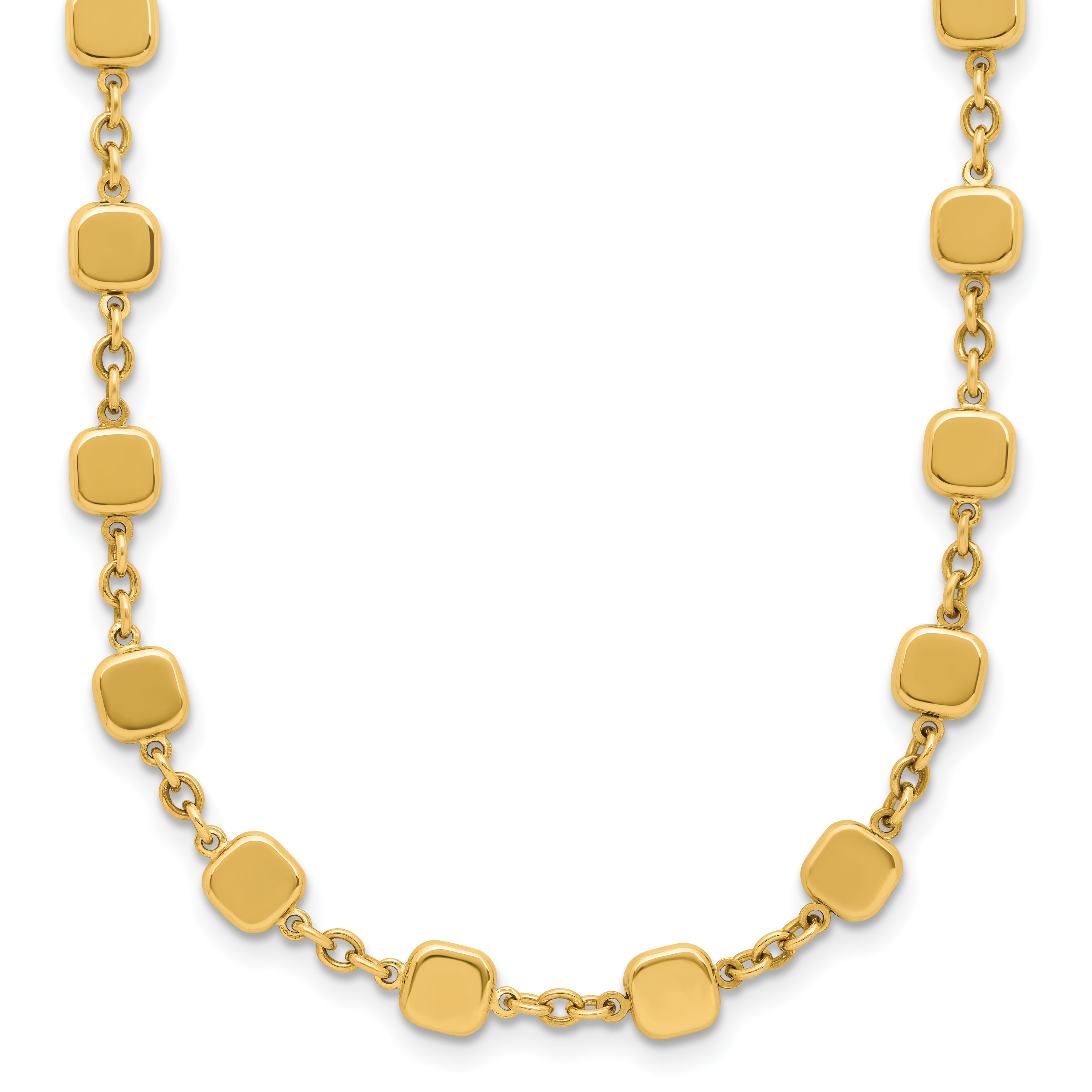 14K Polished Geometric Square with 2 in ext. Necklace