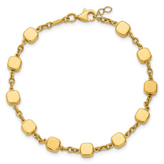 14K Polished Geometric Square with .5 in ext. Bracelet