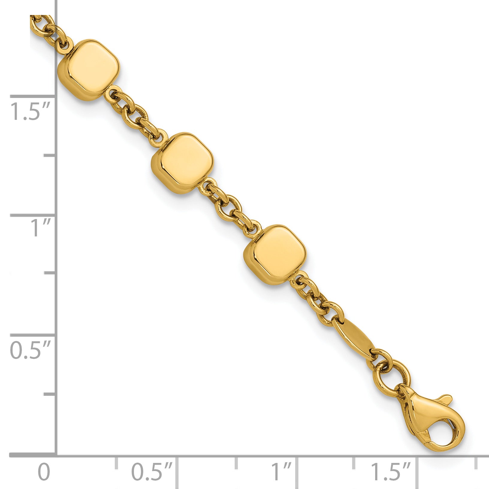 14K Polished Geometric Square with .5 in ext. Bracelet