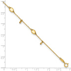 14K Oval and Bead Dangle 9 inch Plus 1 inch Extender - Total 10 inch Anklet