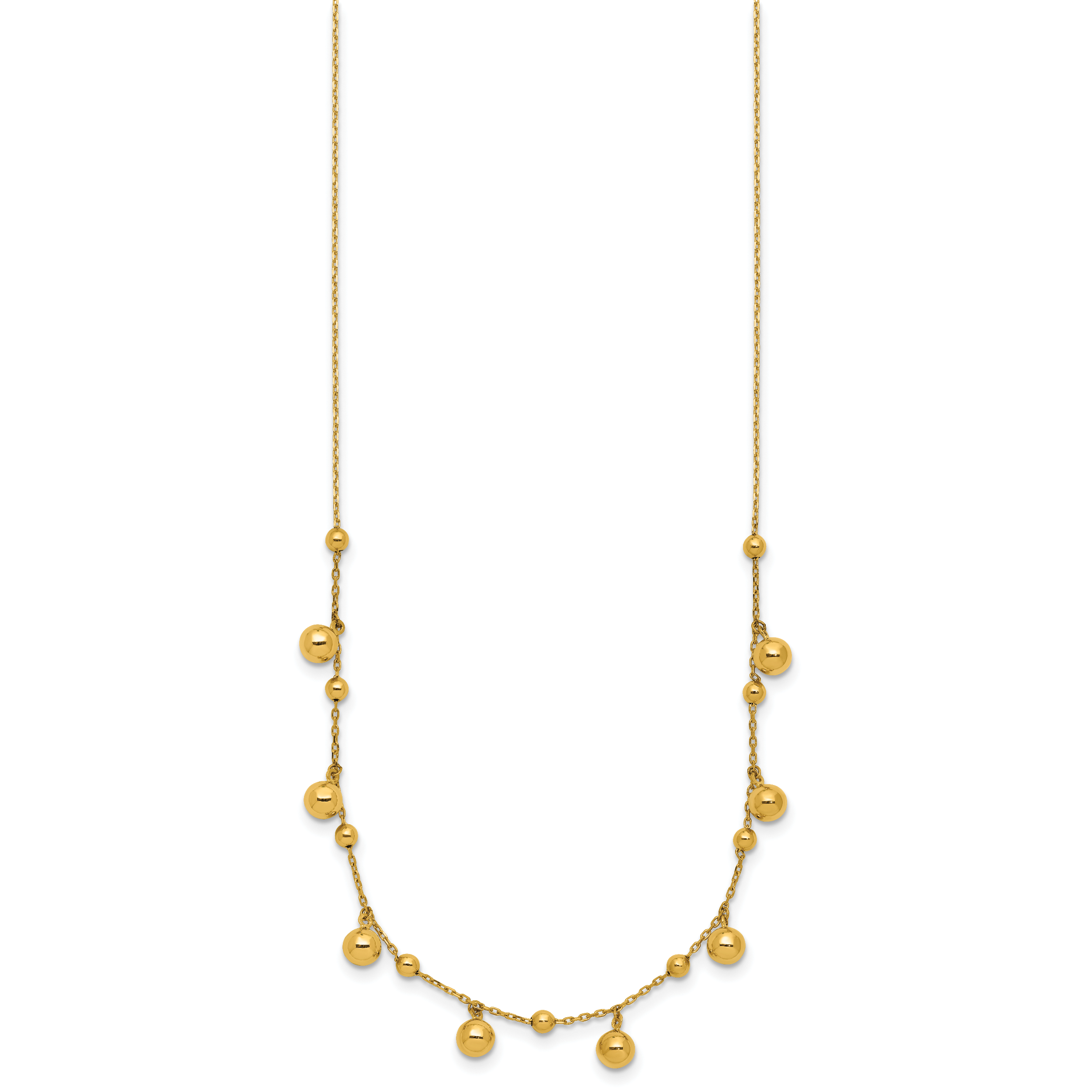 14K Polished Dangle Beaded w/2in Ext. Necklace Secondary image