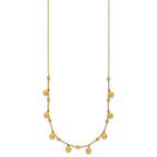 14K Polished Dangle Beaded w/2in Ext. Necklace