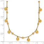14K Polished Dangle Beaded w/2in Ext. Necklace