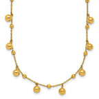 14K Polished Dangle Beaded w/2in Ext. Necklace