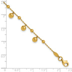 14K Polished Dangle Beaded with .5in ext. Bracelet