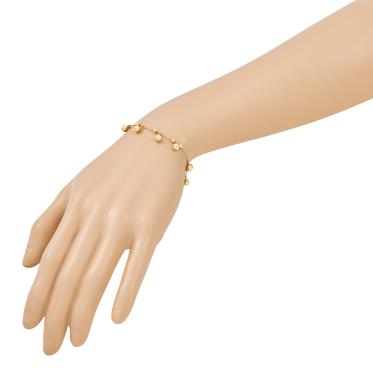 14K Polished Dangle Beaded with .5in ext. Bracelet