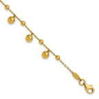 14K Polished Dangle Beaded with .5in ext. Bracelet