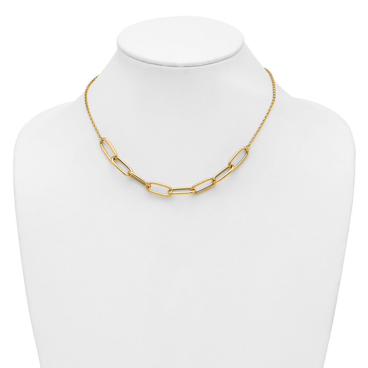 14K Polished Fancy Link with 1in ext. Necklace