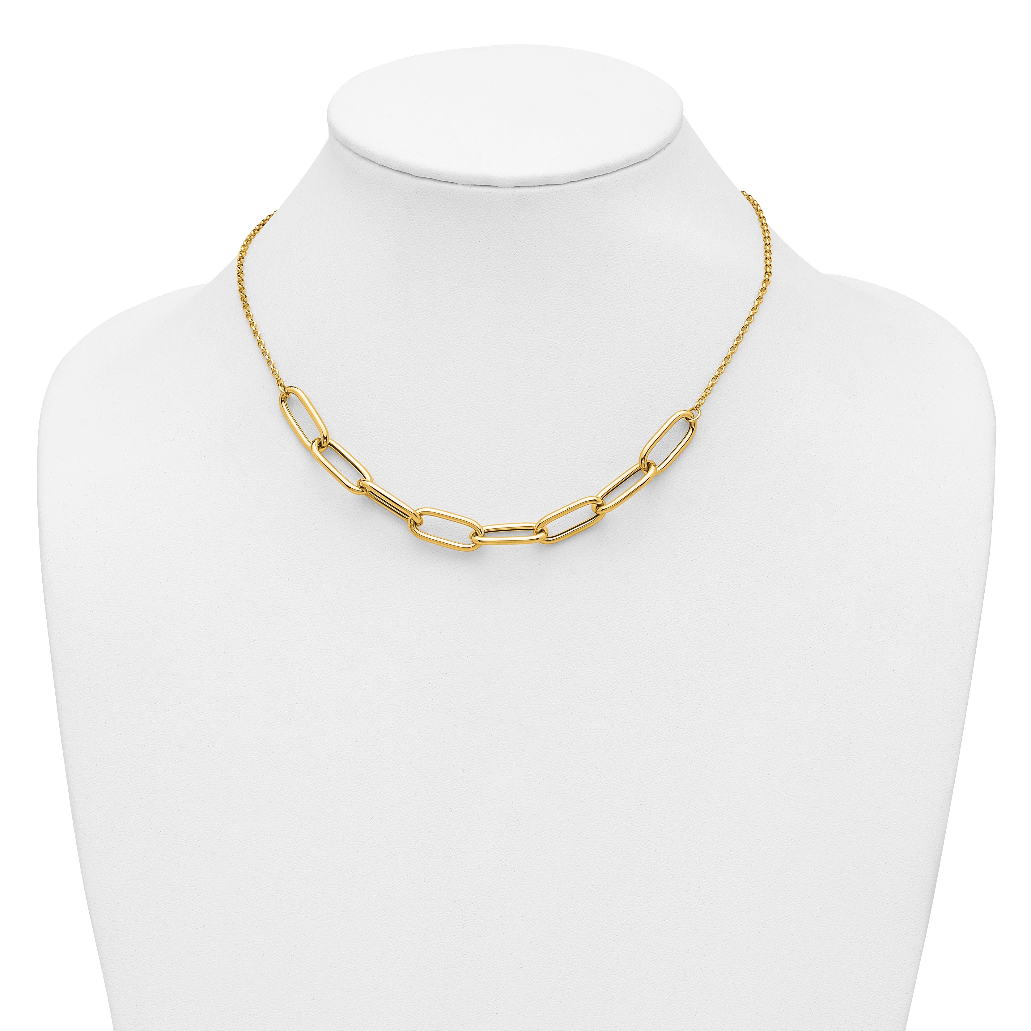 14K Polished Fancy Link with 1in ext. Necklace