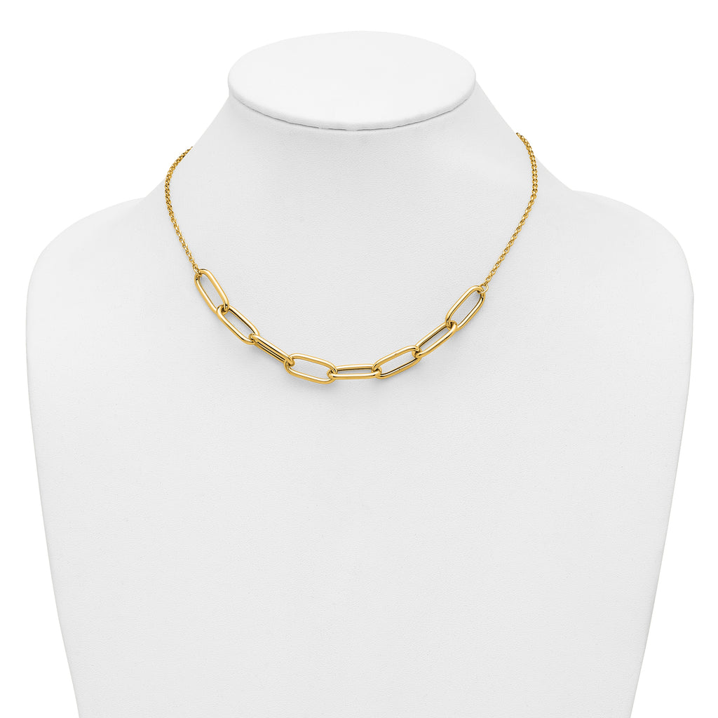 14K Polished Fancy Link with 1in ext. Necklace