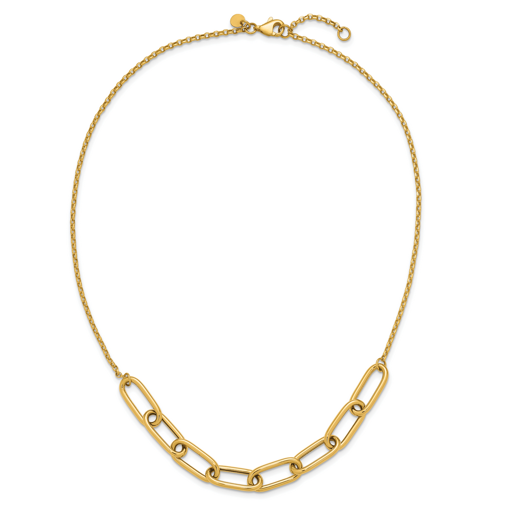 14K Polished Fancy Link with 1in ext. Necklace