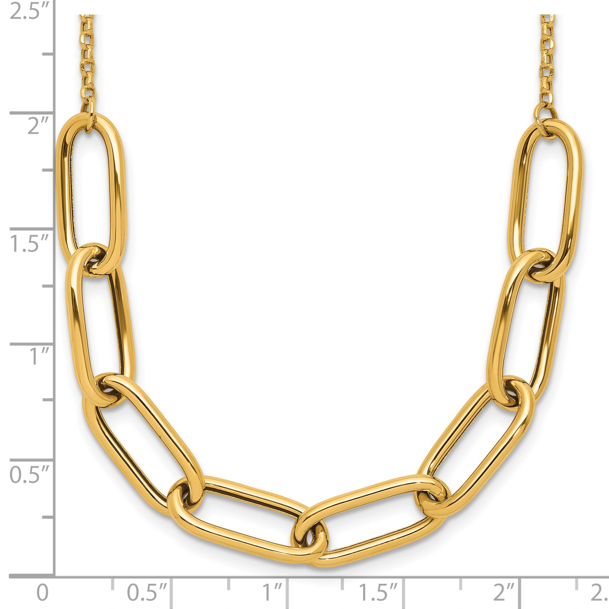 14K Polished Fancy Link with 1in ext. Necklace