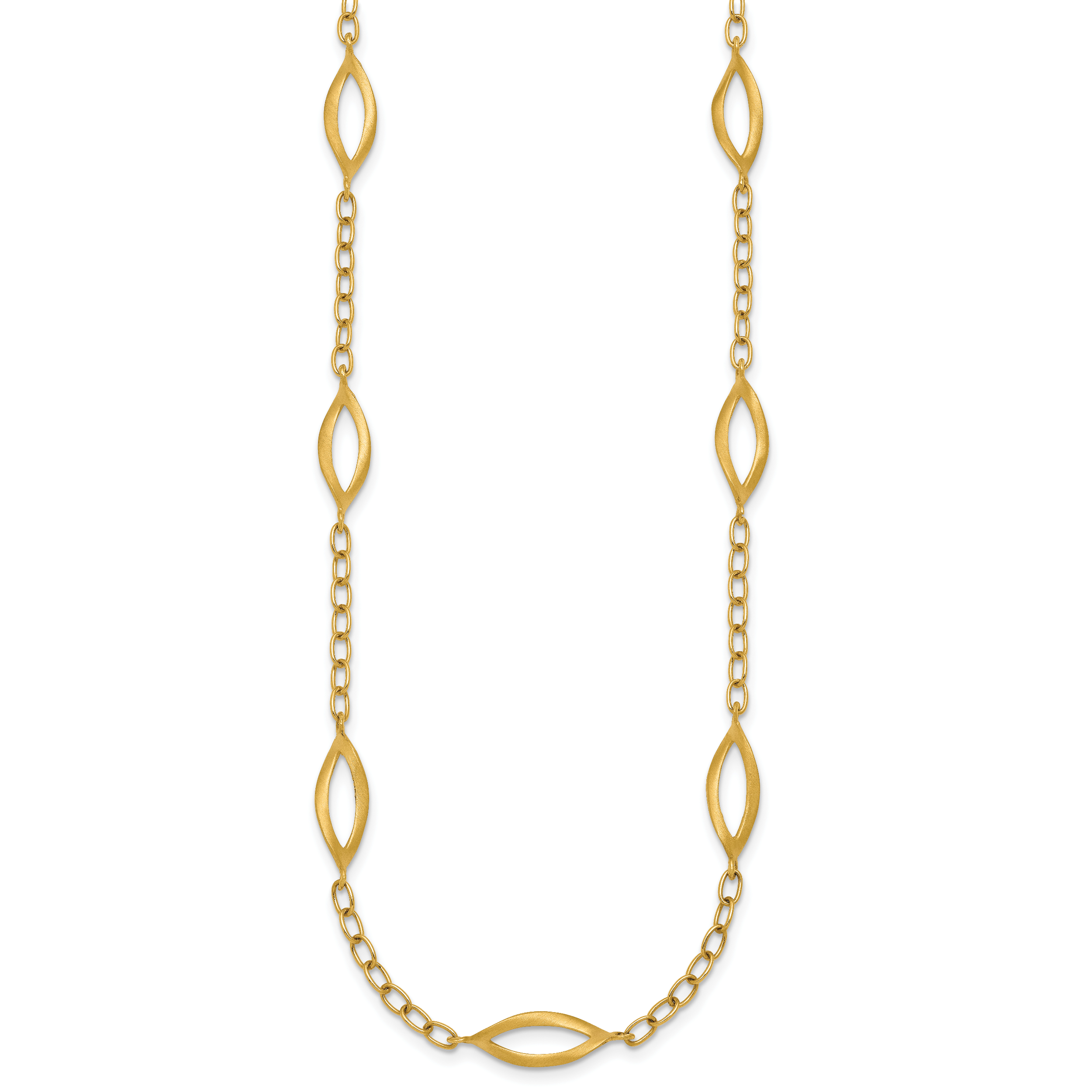 14K Yellow Gold Brushed & Polished Cable Cable Chain Necklace, 18 in