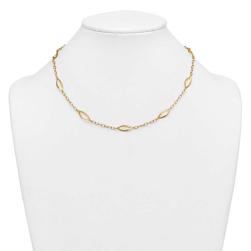 14K Yellow Gold Brushed & Polished Cable Cable Chain Necklace, 18 in