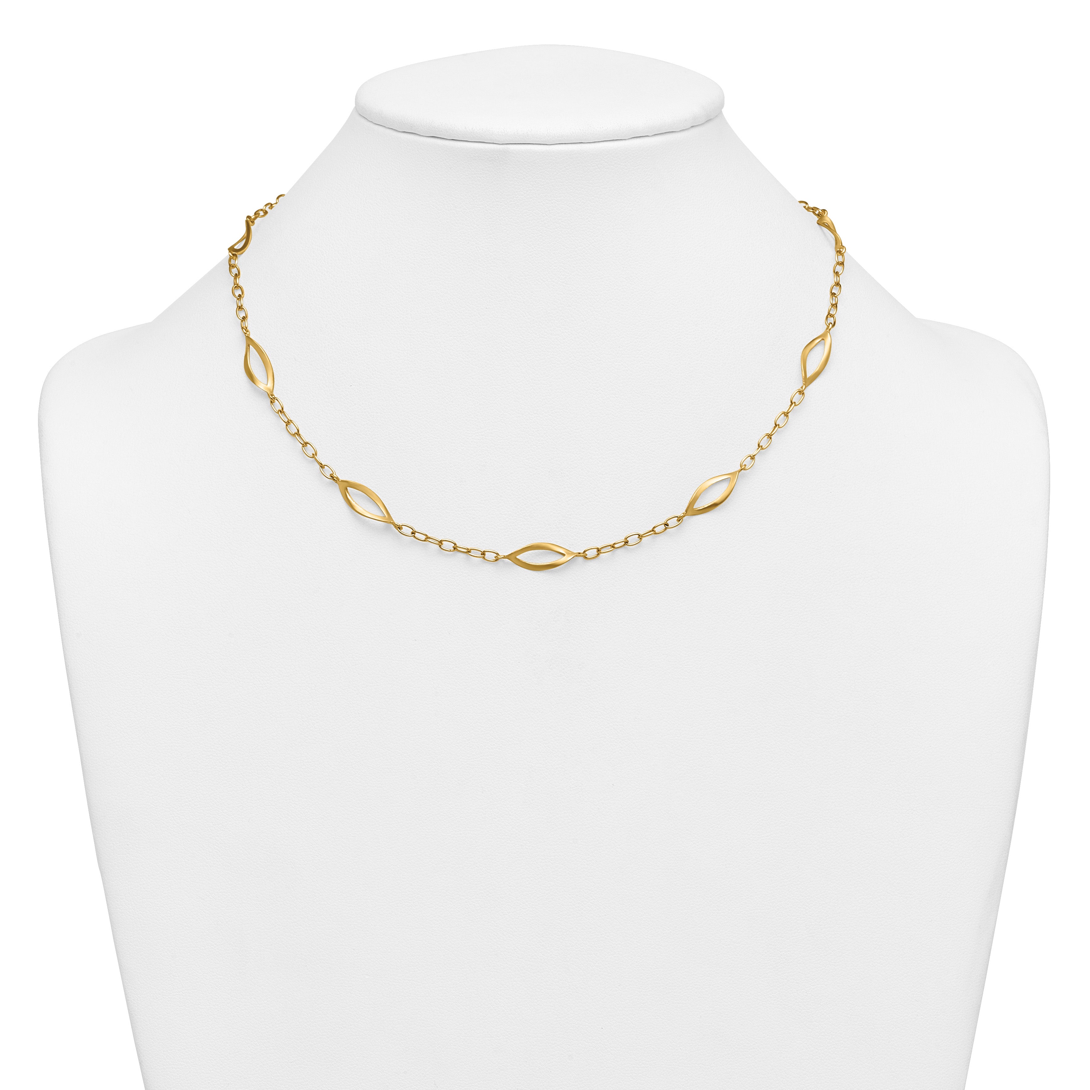 14K Yellow Gold Brushed & Polished Cable Cable Chain Necklace, 18 in