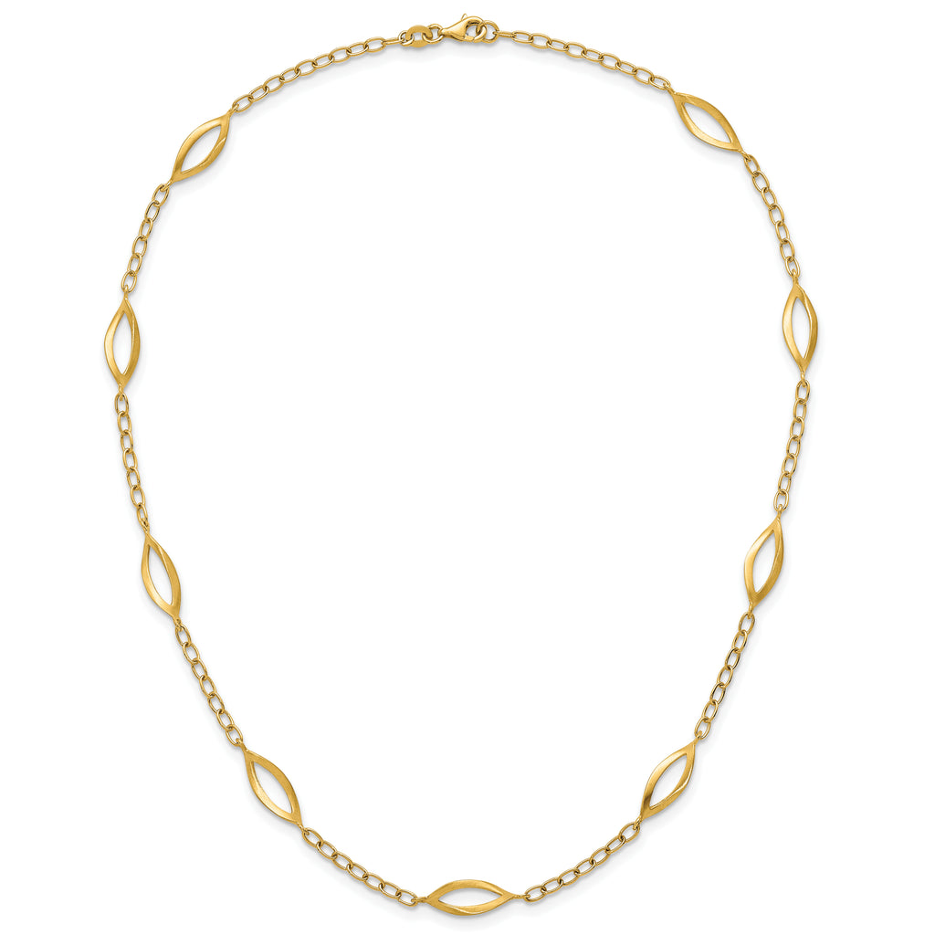 14K Yellow Gold Brushed & Polished Cable Cable Chain Necklace, 18 in