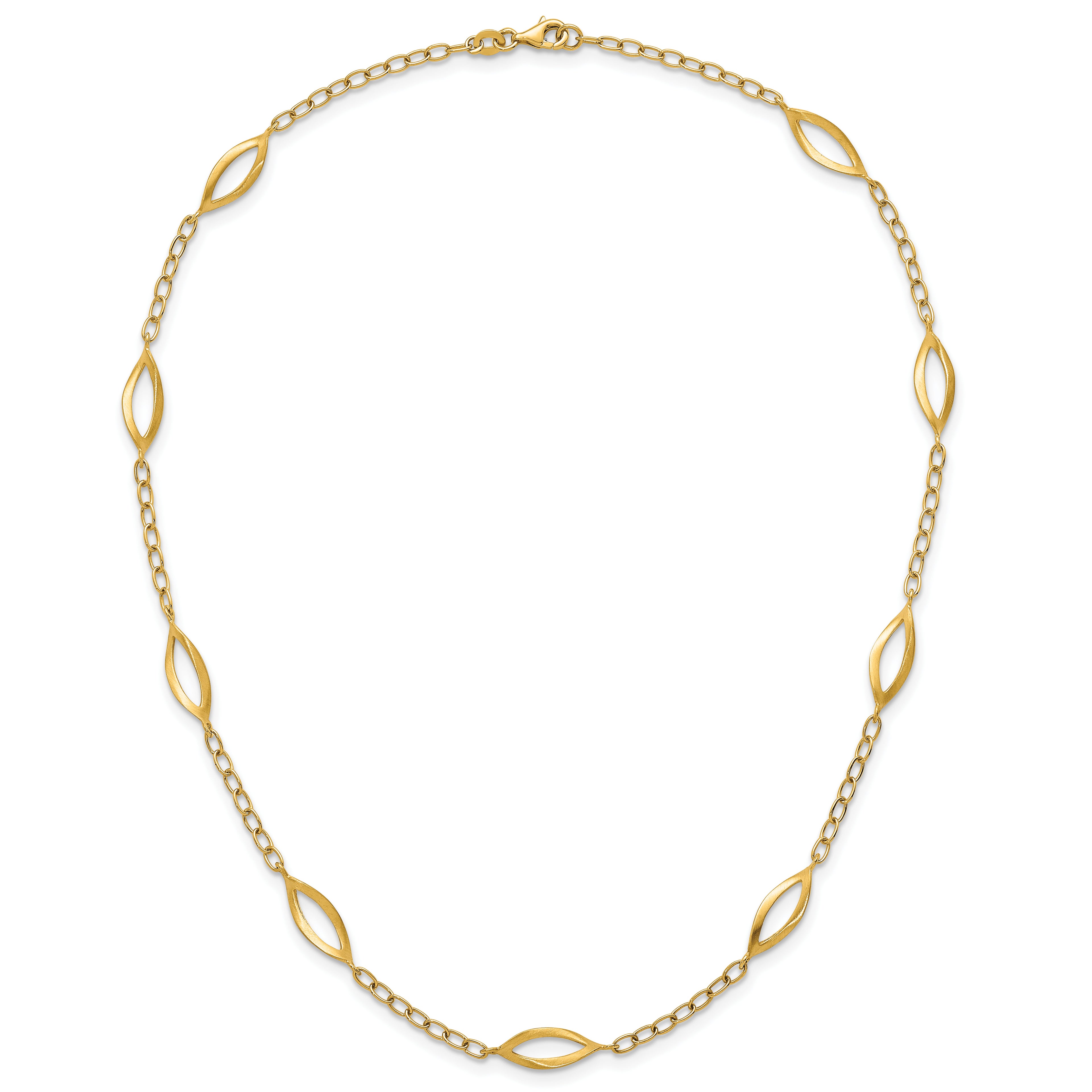 14K Yellow Gold Brushed & Polished Cable Cable Chain Necklace, 18 in