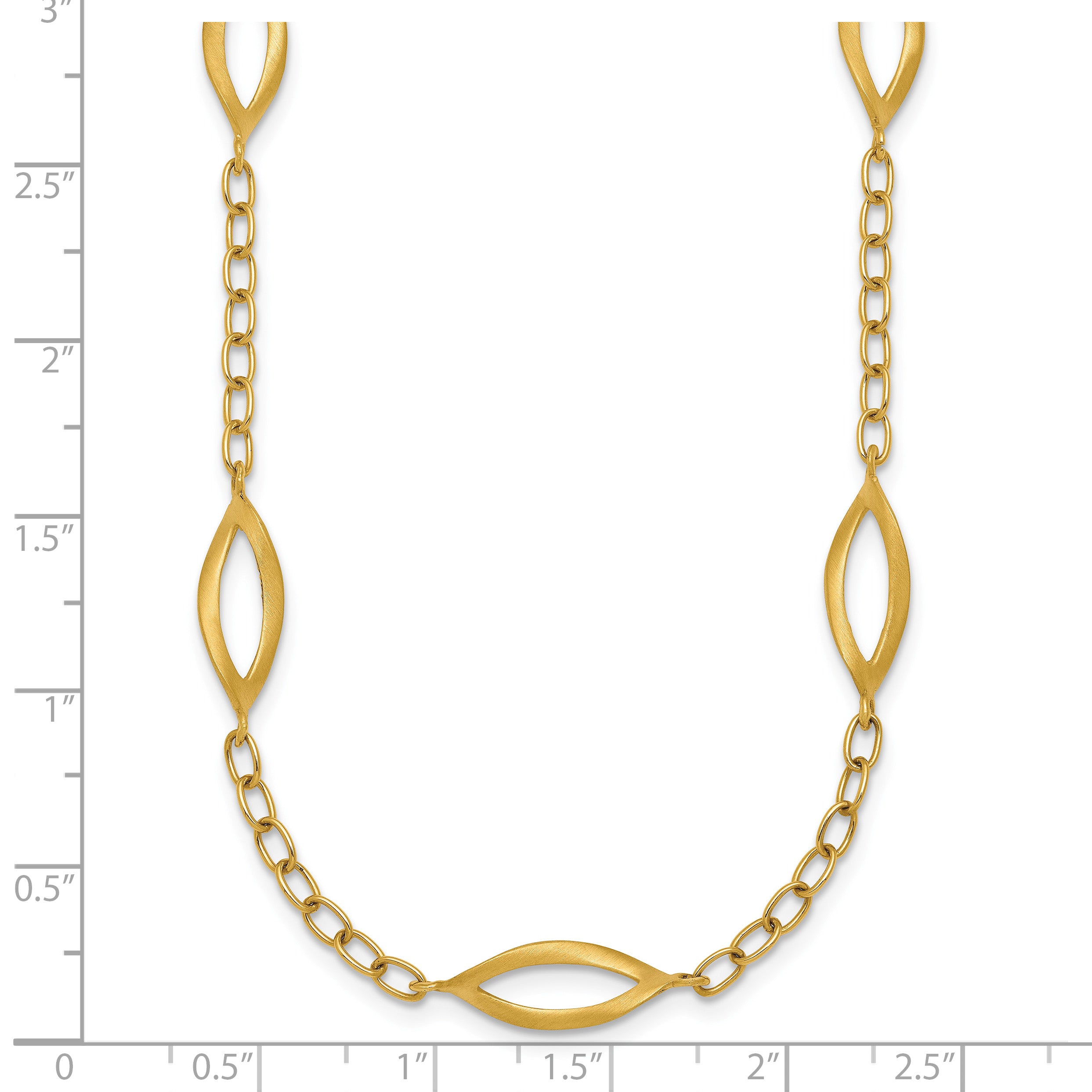 14K Yellow Gold Brushed & Polished Cable Cable Chain Necklace, 18 in