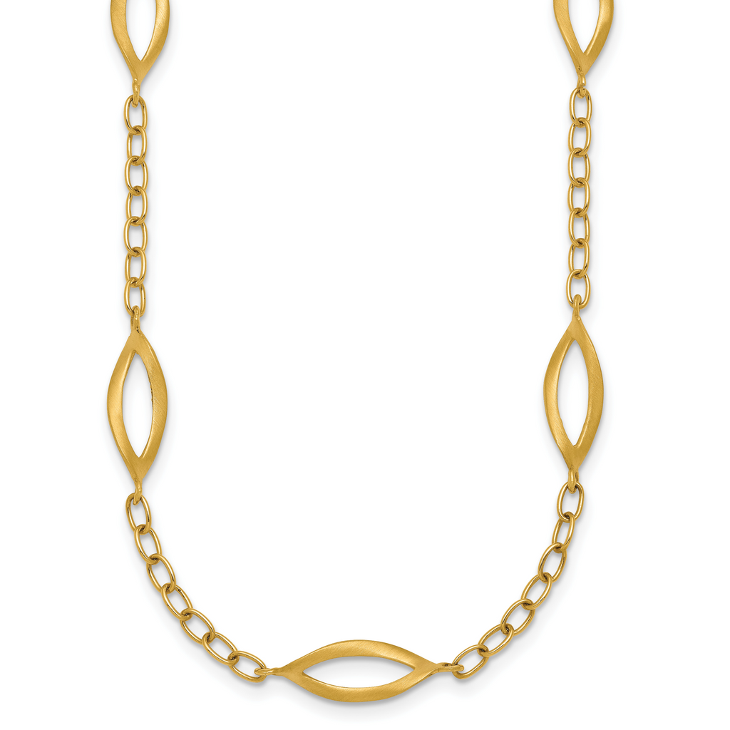14K Yellow Gold Brushed & Polished Cable Cable Chain Necklace, 18 in