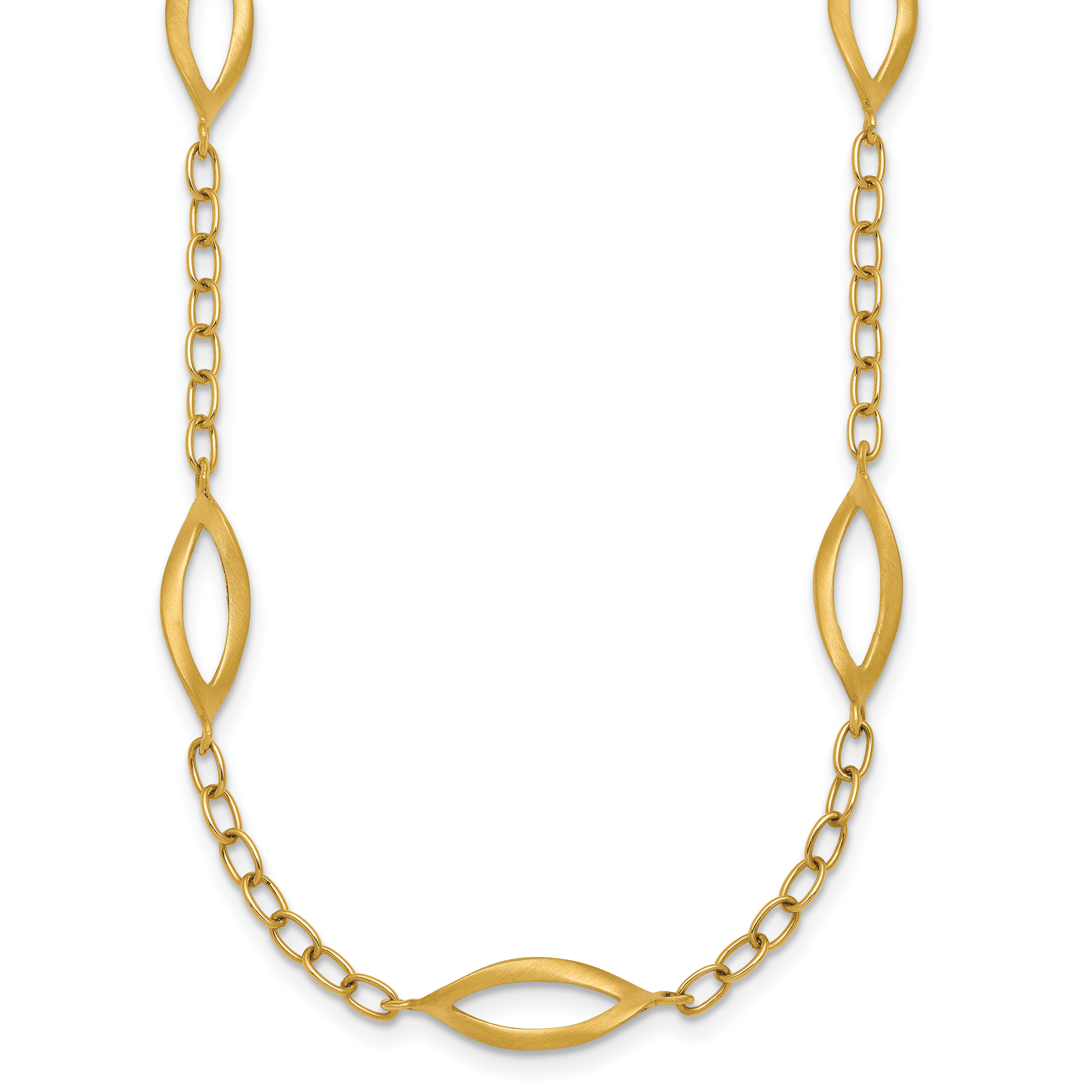 14K Yellow Gold Brushed & Polished Cable Cable Chain Necklace, 18 in