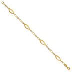 14K Yellow Gold Brushed & Polished Bracelet, 7.5 in