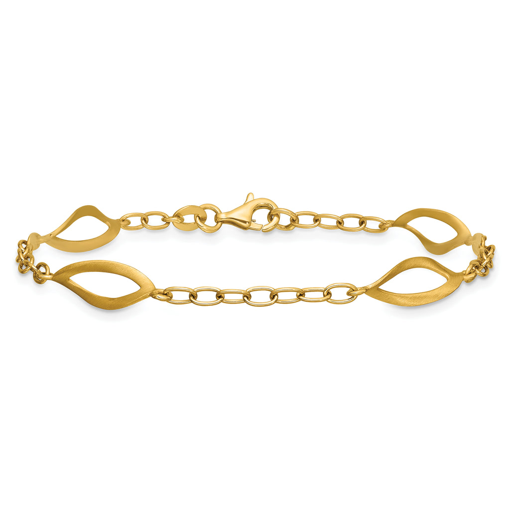 14K Yellow Gold Brushed & Polished Bracelet, 7.5 in