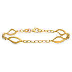 14K Yellow Gold Brushed & Polished Bracelet, 7.5 in