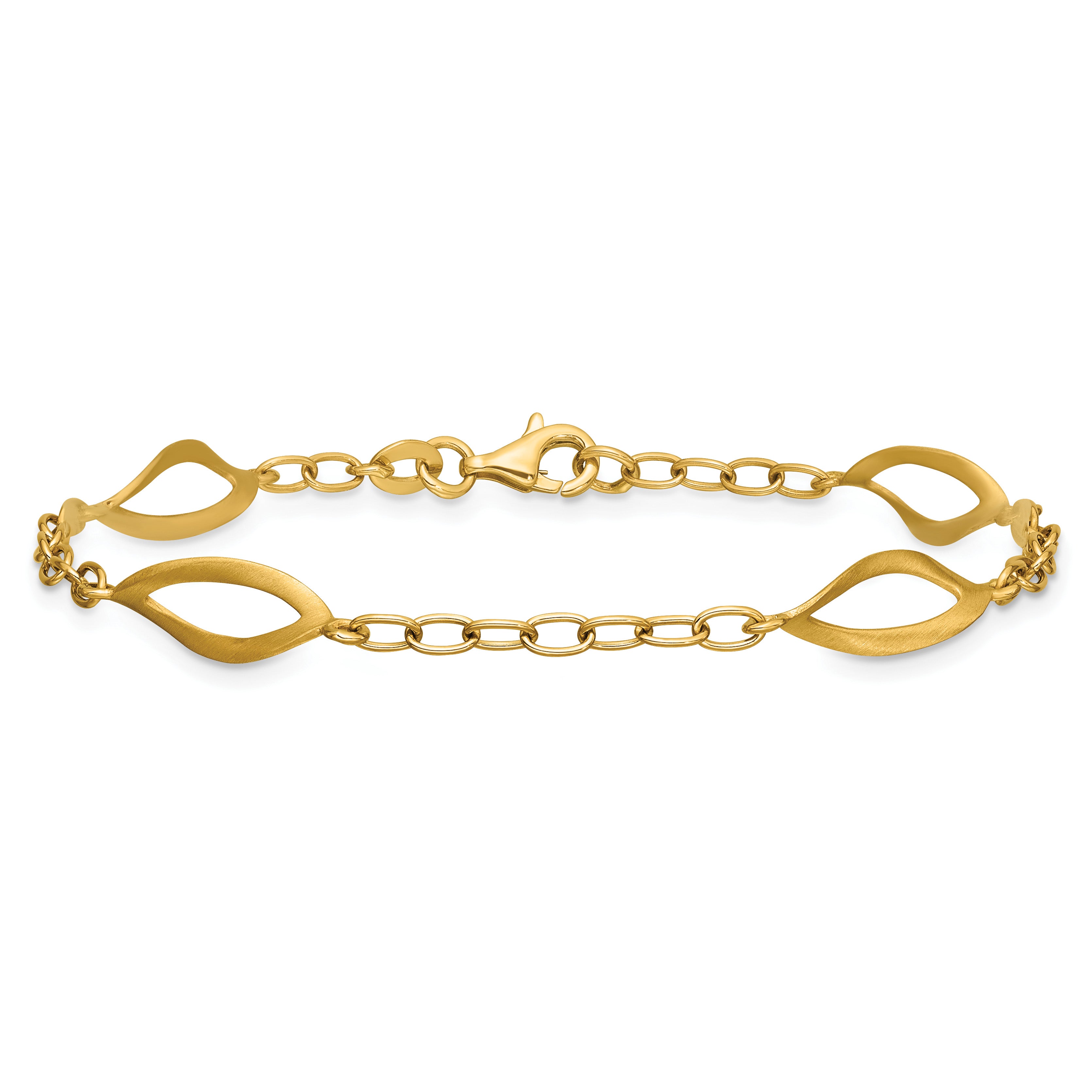 14K Yellow Gold Brushed & Polished Bracelet, 7.5 in