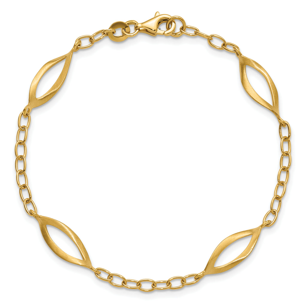 14K Yellow Gold Brushed & Polished Bracelet, 7.5 in